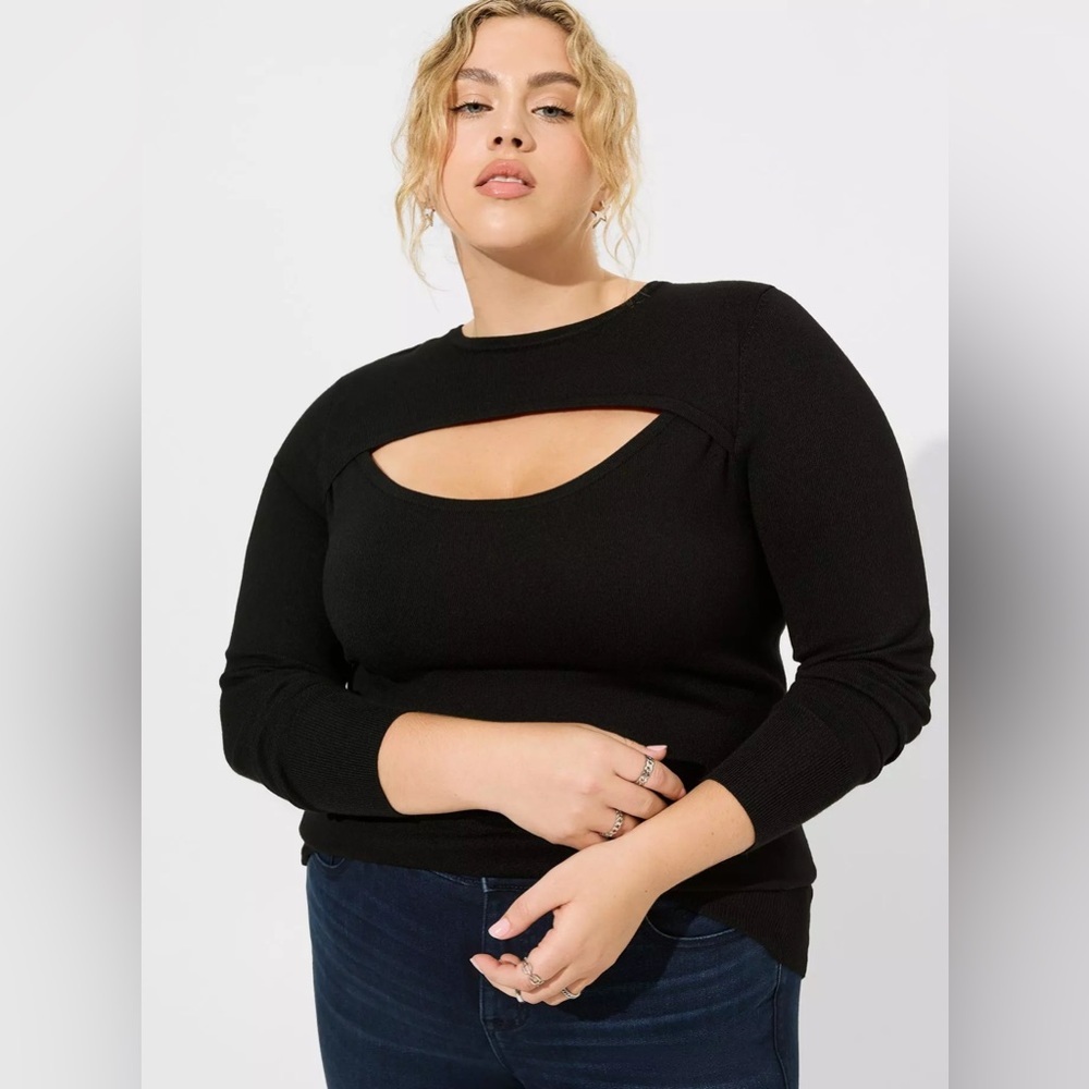 Torrid Black Cutout Pullover Fitted Sweater NWT Size 5X